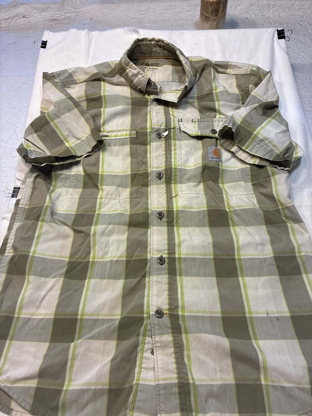 Carhartt Force Relaxed Fit Short Sleeve Plaid Button Down Shirt Size M